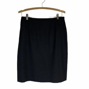 JACQUELINE‎ FERRAR Black Wool Blend Pencil Skirt Lining Zipper #3672 Sz 12